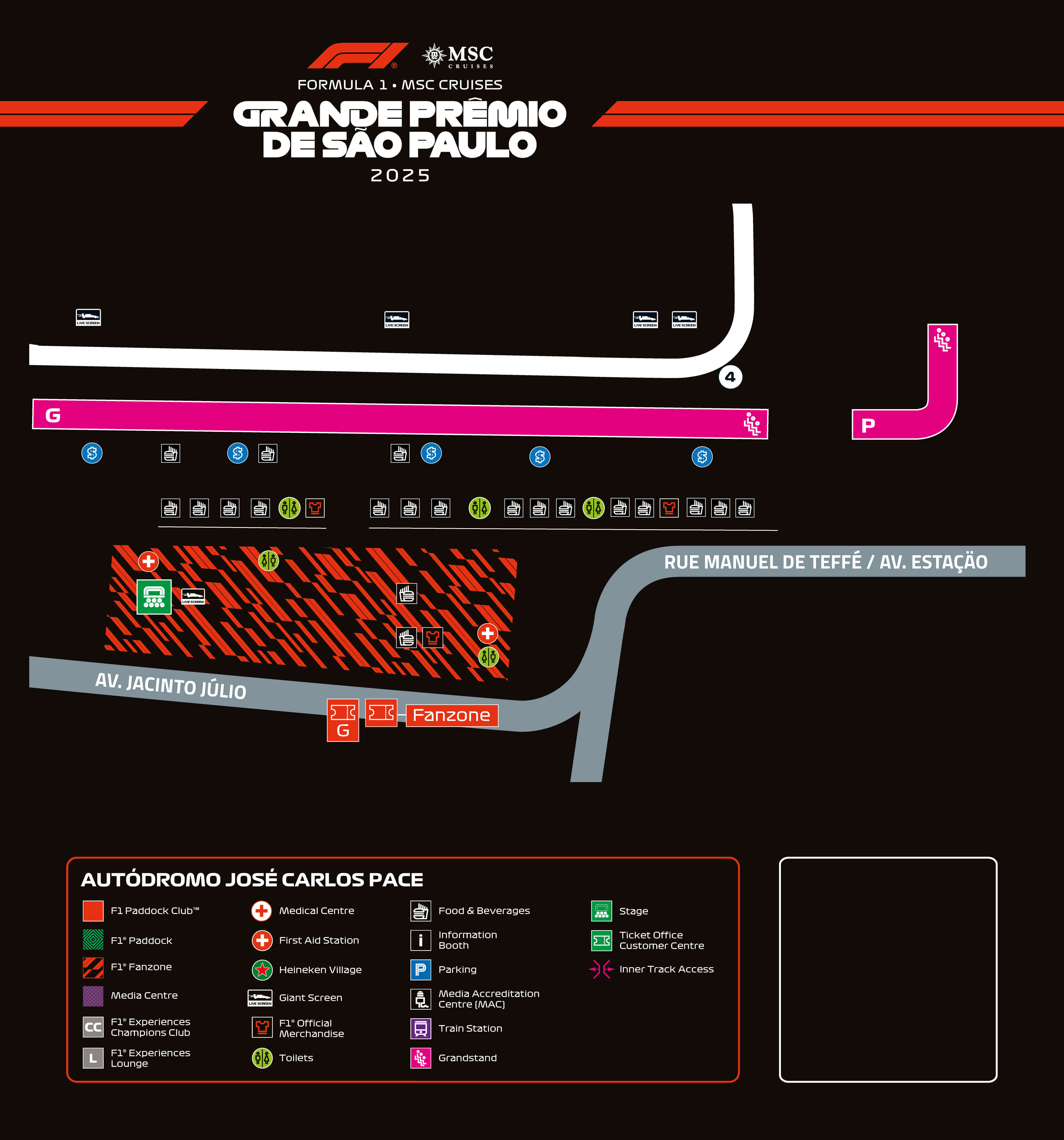 Mapa detalhado do setor Arquibancada G